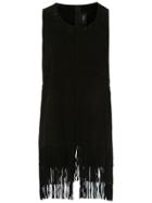 Andrea Bogosian Long Leather Tank With Fringes - Black