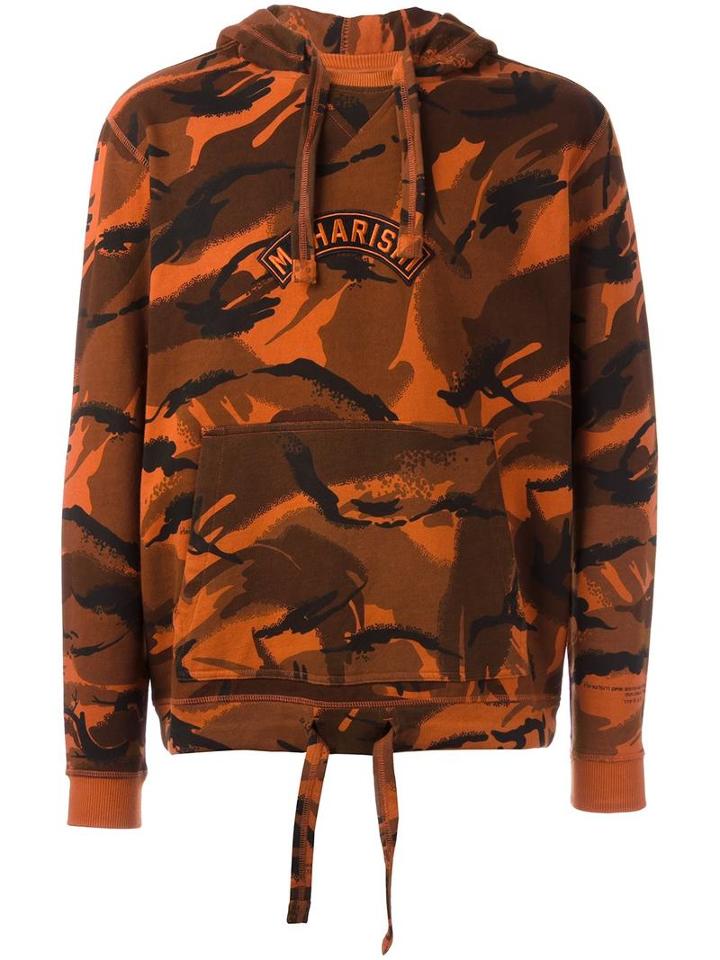 Maharishi Camouflage Print Pullover Hoodie, Men's, Size: Large, Yellow/orange, Cotton