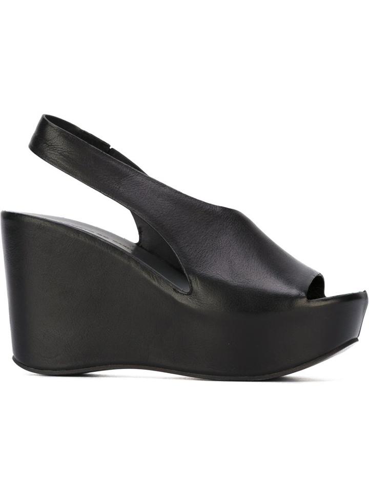 Roberto Del Carlo Wedge Sandals, Women's, Size: 40, Black, Calf Leather/rubber