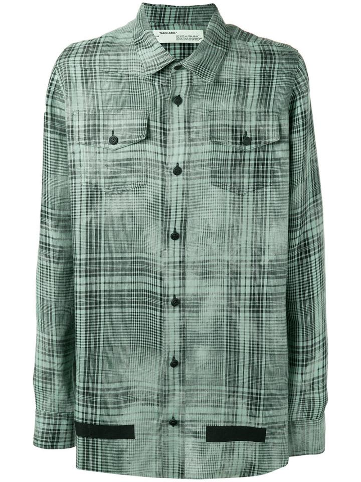 Off-white Oversized Shirt, Men's, Size: Large, Green, Linen/flax