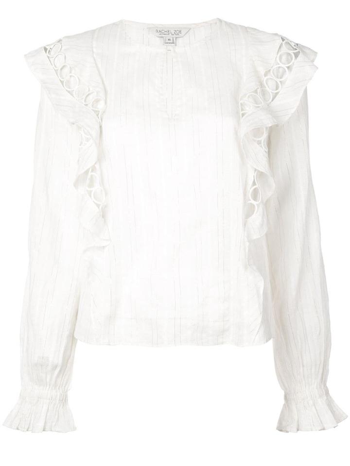Rachel Zoe Ruffled Striped Top - White