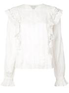 Rachel Zoe Ruffled Striped Top - White
