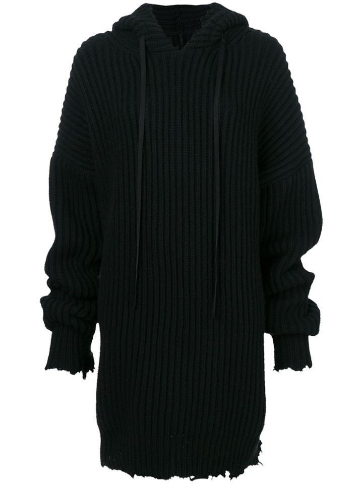 Unravel Project Ribbed Oversized Hoodie - Black