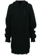 Unravel Project Ribbed Oversized Hoodie - Black
