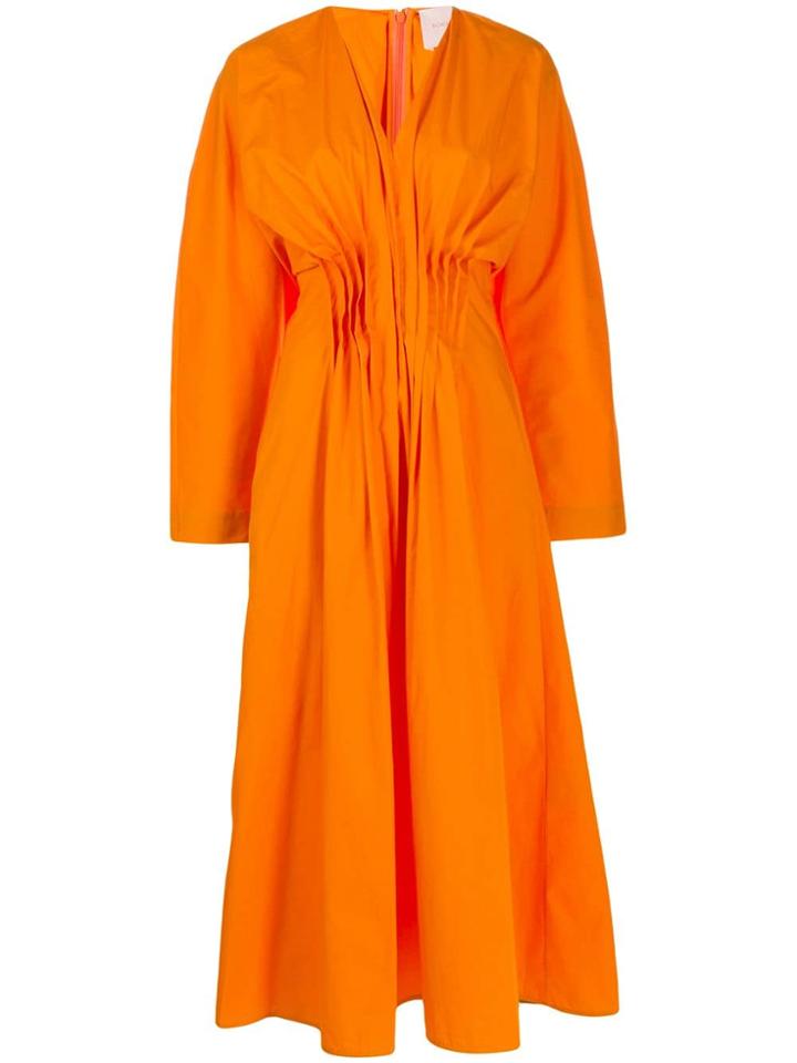 Roksanda Pleated V Dress - Orange