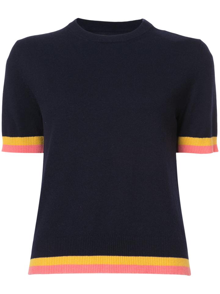 Chinti & Parker Cashmere Stripe Trim T-shirt - Blue
