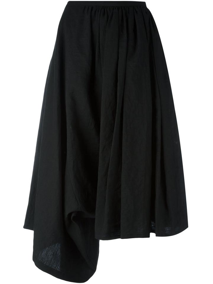 Yohji Yamamoto - Draped Cropped Trousers - Women - Linen/flax - 2, Women's, Black, Linen/flax