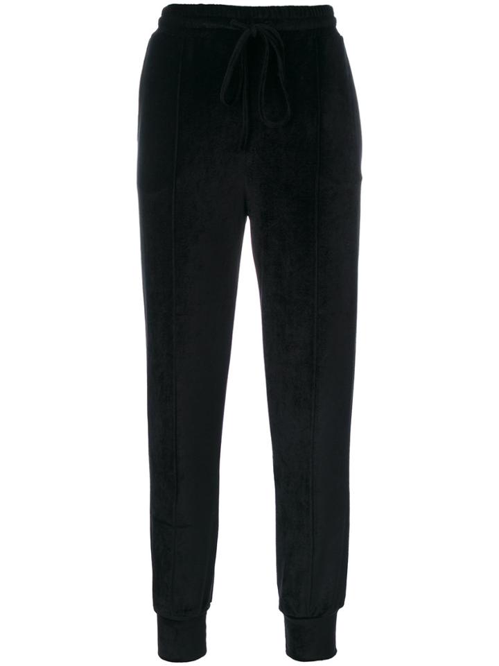 Andrea Ya'aqov Skinny Velvet Track Pants - Black