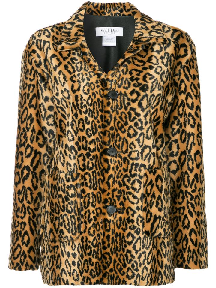 We11done Leopard Faux Fur Jacket - Brown