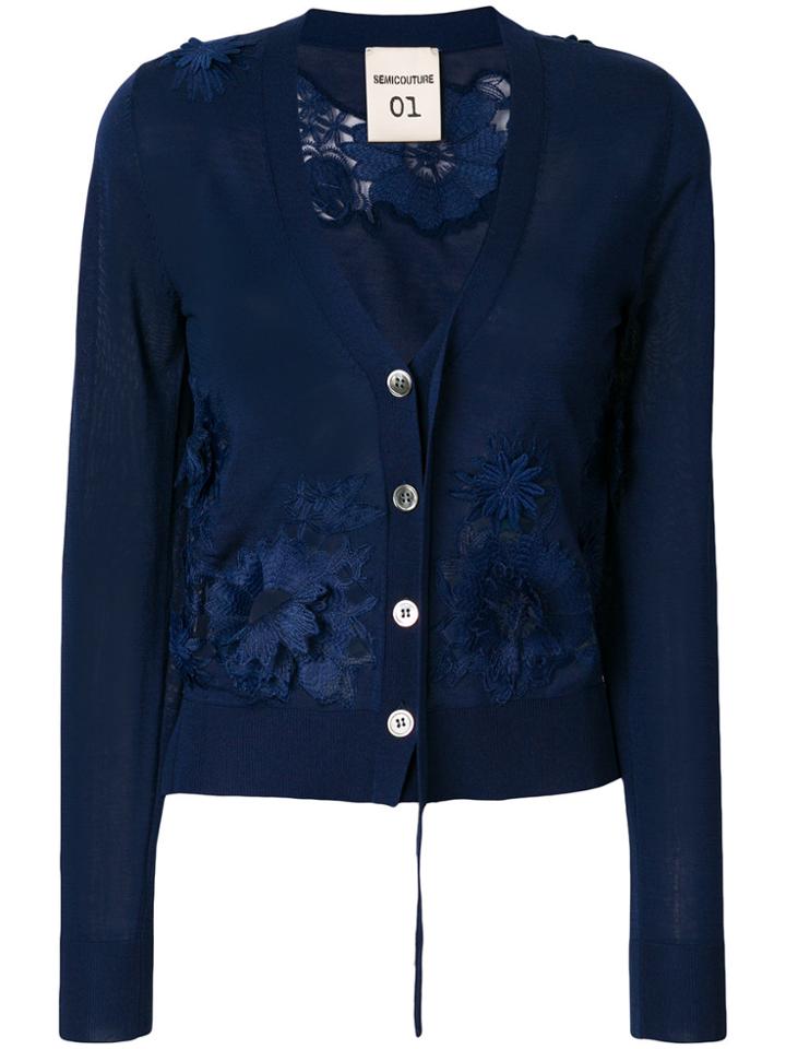 Semicouture Embroidered Cardigan - Blue