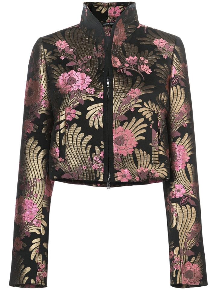 Josie Natori Floral-jacquard Jacket - Black