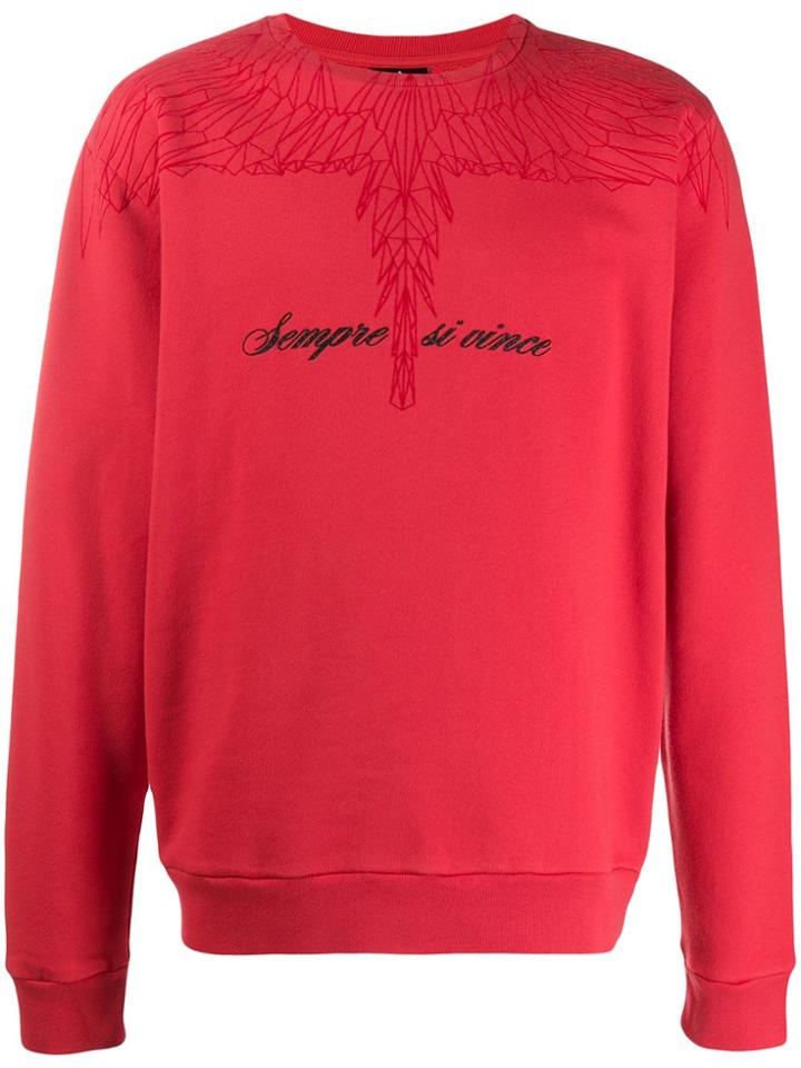 Marcelo Burlon County Of Milan Wings Lettering Crewneck Red Black