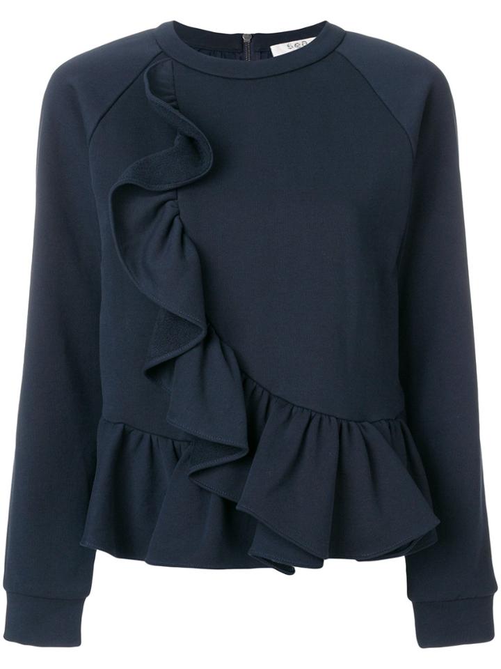 Sea Frill Design Sweatshirt - Blue