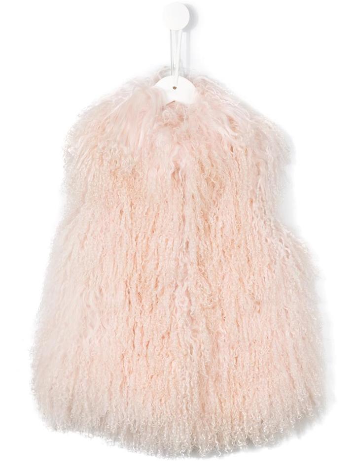 Butka Fur Fringed Design Gilet, Girl's, Size: 10 Yrs, Nude/neutrals