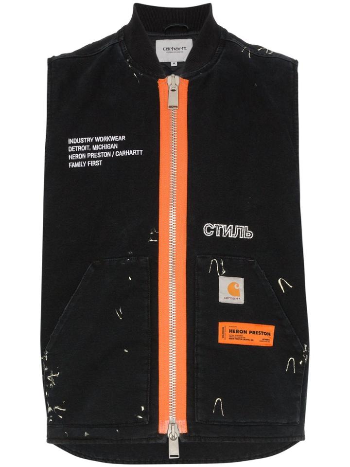 Heron Preston Carhartt Contrasting Zip Sleeveless Bomber Jacket -