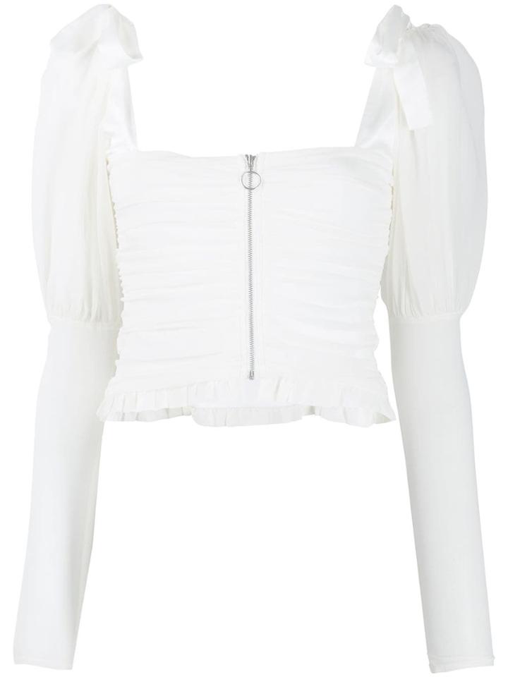 For Love And Lemons Prince Ruffled-hem Cropped Blouse - White