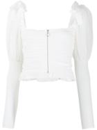 For Love And Lemons Prince Ruffled-hem Cropped Blouse - White