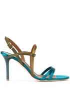 Malone Souliers Teal Sage 85mm Satin Strppy Sandal - Blue