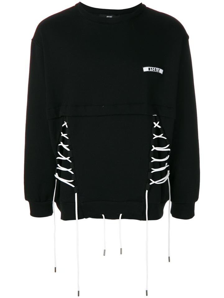 Nycole Drawstring Detail Sweatshirt - Black