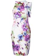 Black Halo Floral Print Fitted Dress - Multicolour