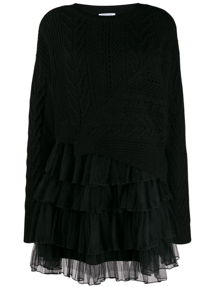 Patrizia Pepe Tiered Knit Dress - Black