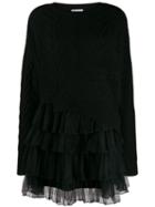 Patrizia Pepe Tiered Knit Dress - Black