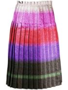 Marco De Vincenzo Pleated Lurex Stripe Skirt - Pink