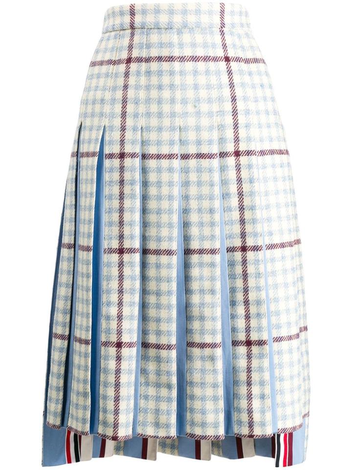 Thom Browne Gun Club Overcheck Combo Pleat Skirt - Blue