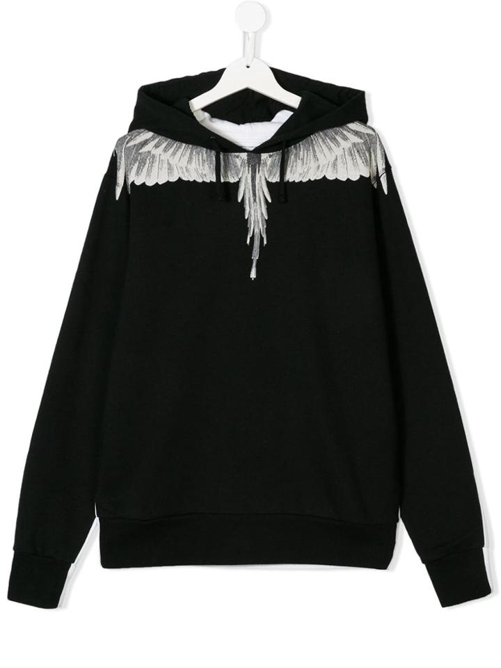 Marcelo Burlon County Of Milan Kids Teen Wing Print Hoodie - Black