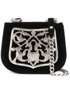Prada Piastra Metal Filigree Key Lock Cross-body Bag - Black