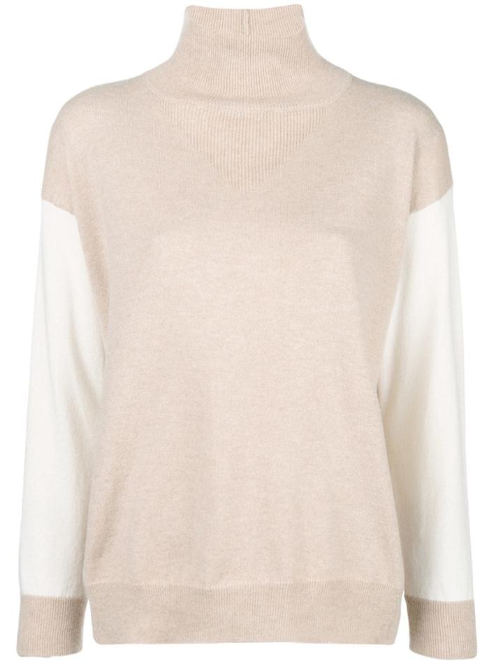 Agnona Cashmere Contrast Sleeve Sweater - Neutrals