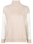 Agnona Cashmere Contrast Sleeve Sweater - Neutrals