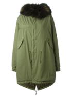 Mr & Mrs Italy Oversized Parka, Women's, Size: Medium, Green, Leather/polyester/acetate/racoon Fur