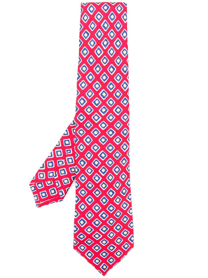 Kiton Geometric Print Tie - Red
