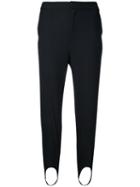 Le Ciel Bleu Strap Detail Slim Trousers, Women's, Size: 32, Black, Polyester/wool