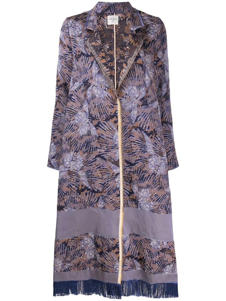 Forte Forte Flared Jacquard Coat - Blue
