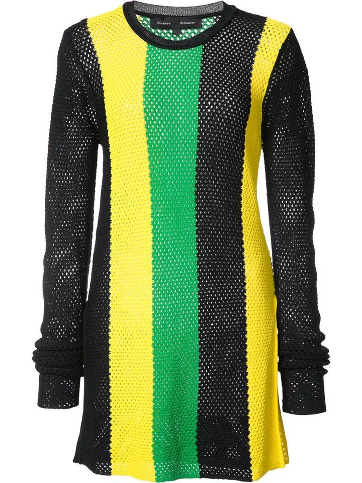 Proenza Schouler Striped Mesh Jumper, Women's, Size: Medium, Black, Viscose/polyester
