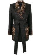 Dolce & Gabbana Floral Jacquard And Leopard Print Jacket - Black