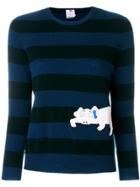 Ultràchic Striped Embroidered Sweater - Blue