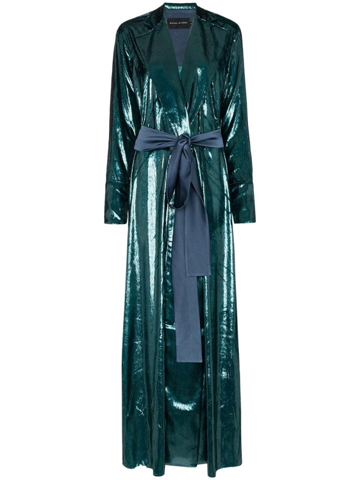Michael Lo Sordo High-shine Belted Blazer Maxi Dress - Blue