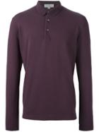 Canali Long Sleeve Polo Shirt, Men's, Size: 56, Pink/purple, Cotton/spandex/elastane