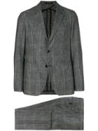 Tagliatore Checkered Print Two Piece Suit - Black