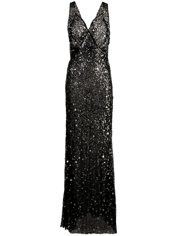 Attico Star Sequin Evening Dress - Black