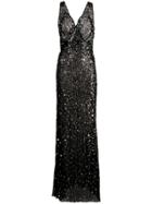 Attico Star Sequin Evening Dress - Black