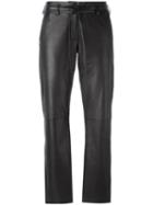 Ann Demeulemeester Blanche Cropped Trousers, Women's, Size: 38, Black, Cotton/leather/rayon