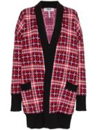 Msgm Wool Contrast Trim Knit Cardigan - Pink & Purple