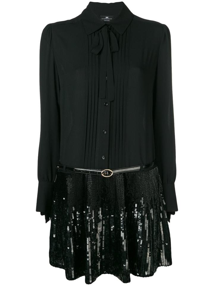 Elisabetta Franchi Sequin Embellished Shirt Dress - Black