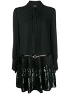 Elisabetta Franchi Sequin Embellished Shirt Dress - Black