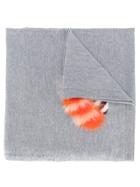 Fendi Knitted Scarf With Appliqué - Grey
