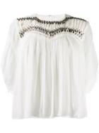 Chloé Embellished Pleated Blouse - White